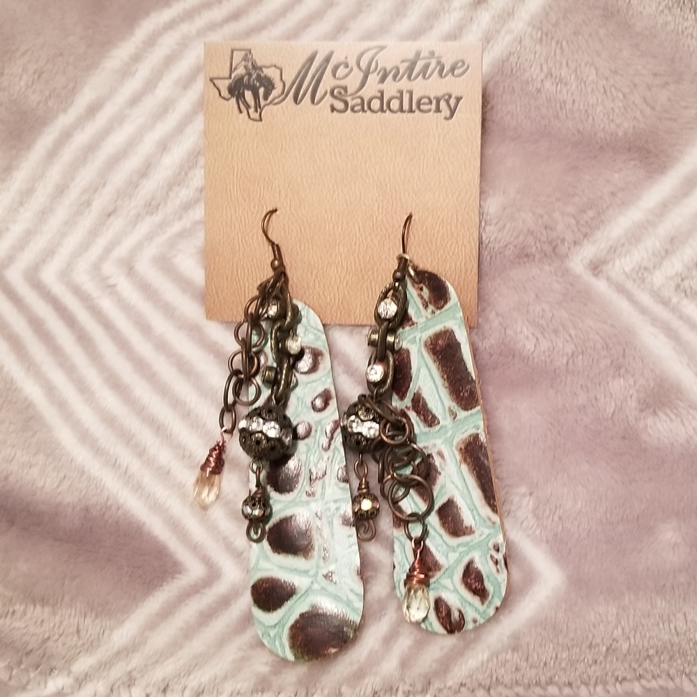 McIntire Saddlery Croc Embossed Leather Earrings